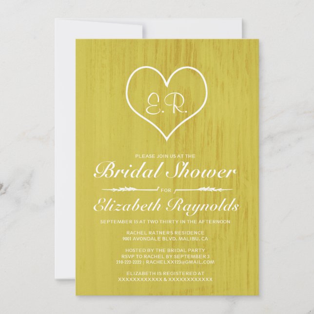 Yellow Country Bridal Shower Invitations (Front)
