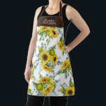 Yellow Country Floral Watercolor Sunflower  Apron<br><div class="desc">A summer country watercolor sunflower pattern decorates this apron. Personalize it with your name. Makes a cute gift for Mother's Day or for a friend. Designed for you by Blackberry Boulevard.</div>