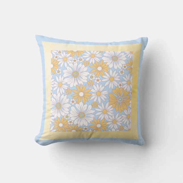 Yellow Country Flower art Throw Pillow (Front)