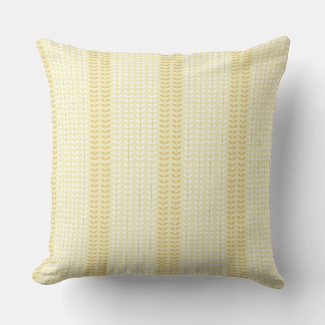 Yellow Country Harvest Botanical Leaf Throw Pillow (Front)