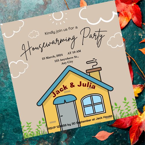 Yellow Country House Housewarming Party Invitation