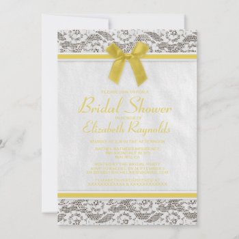 Yellow Country Lace Bridal Shower Invitations by topinvitations at Zazzle