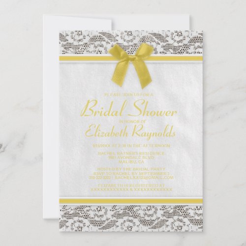 Yellow Country Lace Bridal Shower Invitations