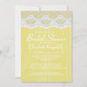 Yellow Country Lace Bridal Shower Invitations by topinvitations at Zazzle