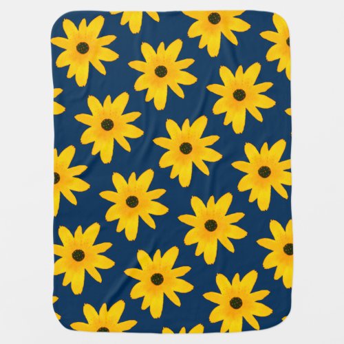 Yellow Country Sunflower Flower  Baby Blanket
