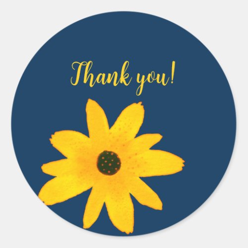 Yellow Country Sunflower Flower Custom Text Classic Round Sticker