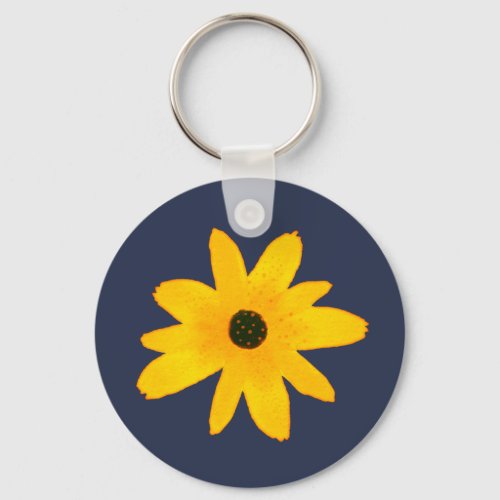 Yellow Country Sunflower Flower Custom Text Keychain