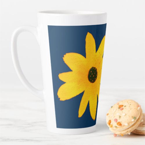 Yellow Country Sunflower Flower Custom Text Latte Mug
