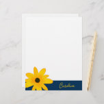 Yellow Country Sunflower Flower Custom Text Letterhead<br><div class="desc">A lovely foral watercolor piece. You can add a name, a monogram or other custom text.
If you need to move the flower around,  click on the customize button to make changes.
:: http://www.zazzle.com/designbylang :: Thanks for visiting!</div>