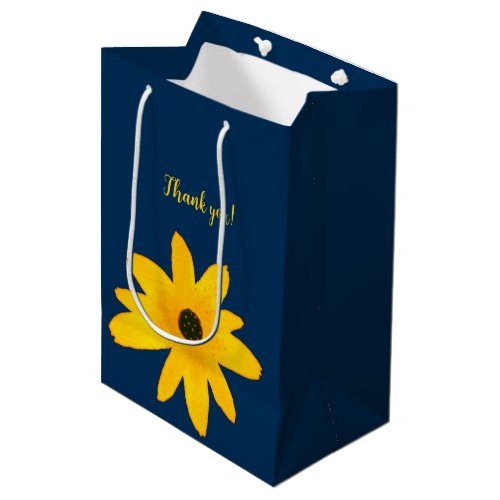 Yellow Country Sunflower Flower Custom Text Medium Gift Bag
