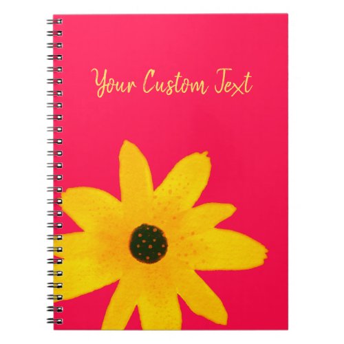 Yellow Country Sunflower Flower Custom Text Notebook