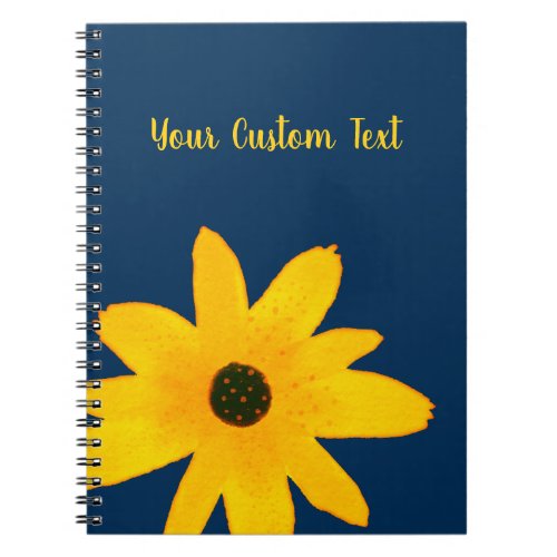 Yellow Country Sunflower Flower Custom Text Notebook