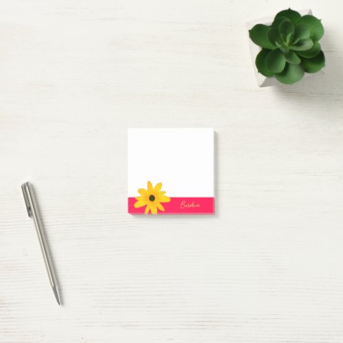 Yellow Country Sunflower Flower Custom Text Post_it Notes