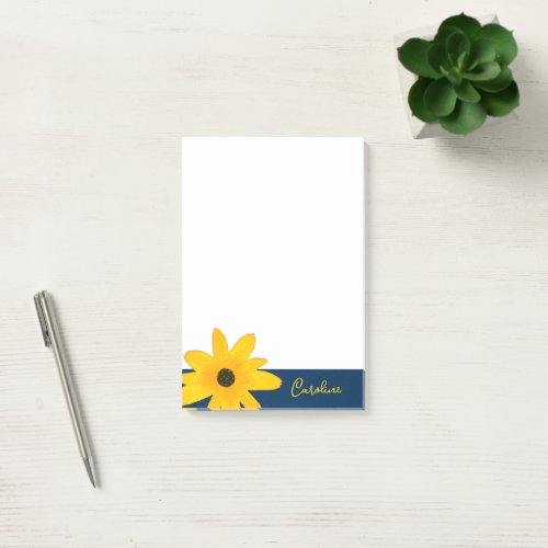 Yellow Country Sunflower Flower Custom Text Post_it Notes