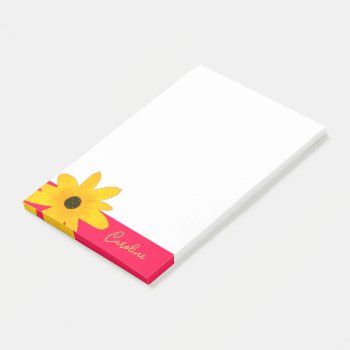 Yellow Country Sunflower Flower Custom Text Post-it Notes by DesignByLang at Zazzle