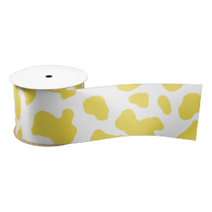 Yellow Cow Spots Animal Print Pattern Satin Ribbon