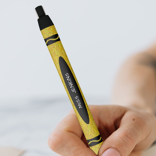 Yellow Crayon Teacher Pen (Yellow Crayon Teacher Black Ink Pen)