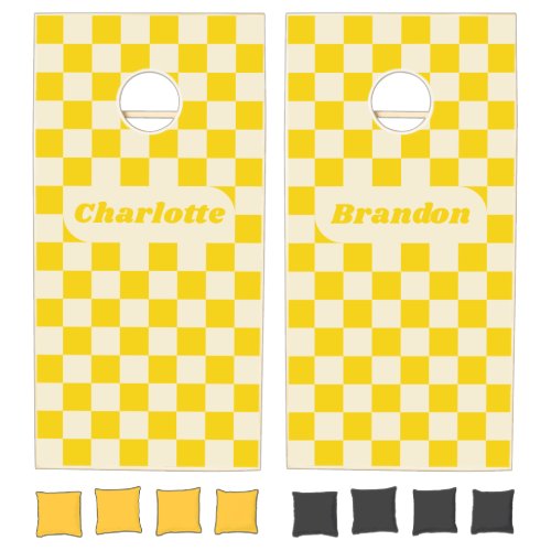 Yellow & Cream Checker with Names