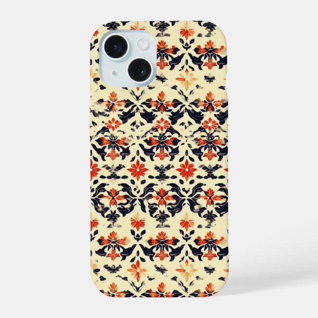 Yellow Cream Folk Pattern Iphone Case (Back)