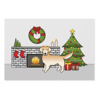 Yellow Cream Golden Retriever In A Festive Room Wrapping Paper Sheets