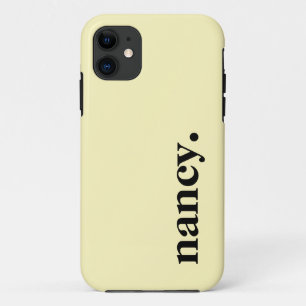 Yellow Cream Solid Color Elegant Name  iPhone 11 Case