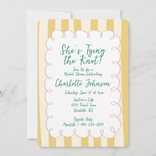 Yellow Cream Striped She's Tying the Knot Bridal Invitation