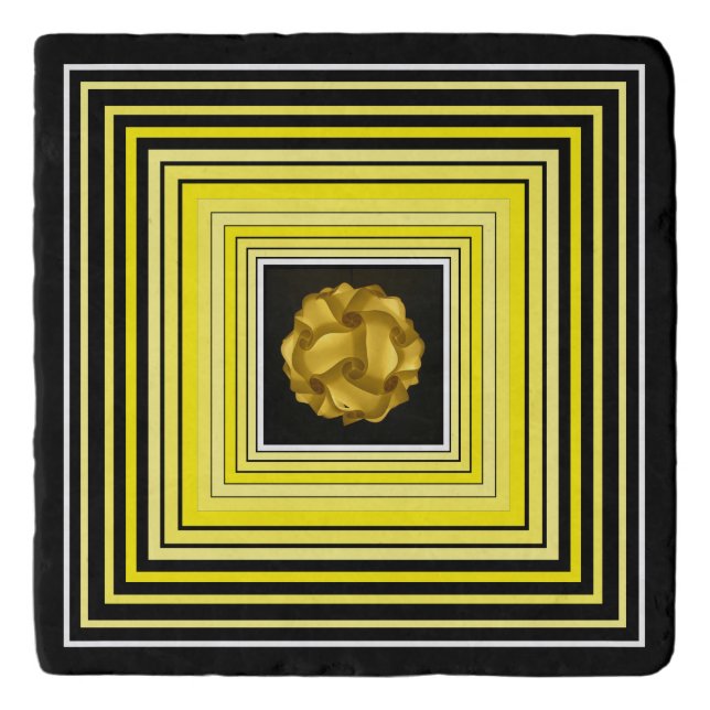 Yellow Cream White Black Trivet (Front)