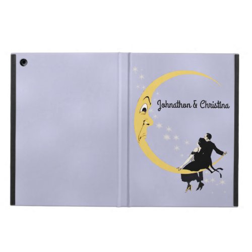 Yellow Crescent Moon Angry Face Romantic Couple Case For iPad Air