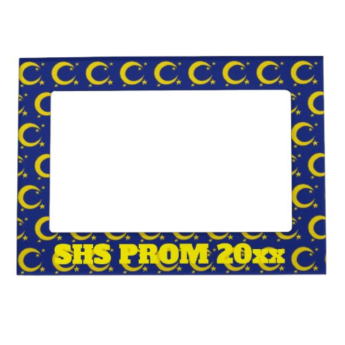 Yellow Crescent Moon Blue Night Sky Star Astronomy Magnetic Frame