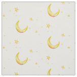 Yellow crescent moon stars fabric