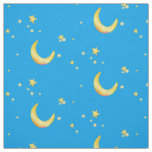 Yellow crescent moon stars fabric