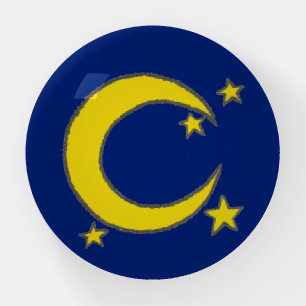 Yellow Crescent Moon Stars Midnight Sky Astronomy Paperweight