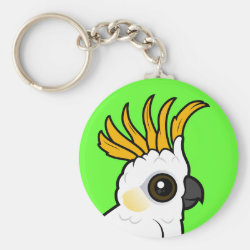 Yellow-crested Cockatoo (crest up) Basic Button Keychain