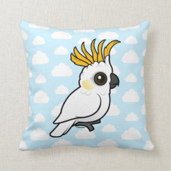 Yellow-crested Cockatoo (crest up) Cotton Throw Pillow