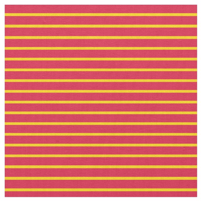 Yellow & Crimson Lined/Striped Pattern Fabric (Close Up)