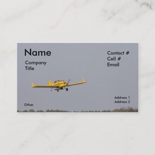 Customizable yellow crop duster tree top business card