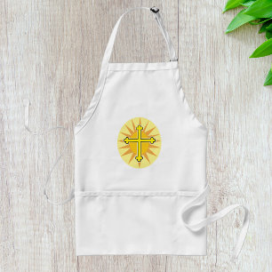 Yellow Cross Bottony Sunburst Christian Faith Adult Apron