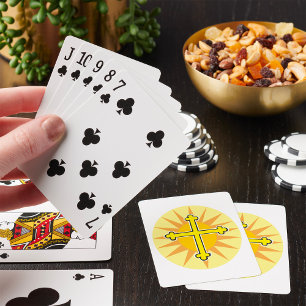 Yellow Cross Bottony Sunburst Christian Faith Poker Cards
