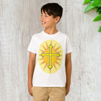 Yellow Cross Bottony Sunburst Christian Faith