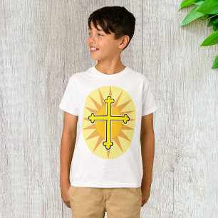 Yellow Cross Bottony Sunburst Christian Faith T-Shirt