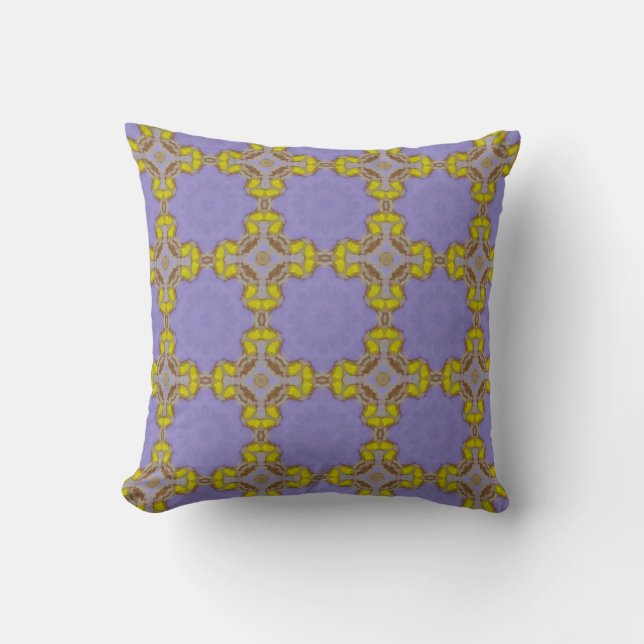 Yellow Cross Geometric Pattern Throw Pillow (Front)