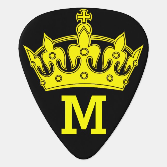 Yellow Crown Monogram Personalized Guitar Pick (Front)