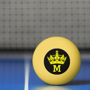 Yellow Crown Monogram Personalized Ping Pong Ball