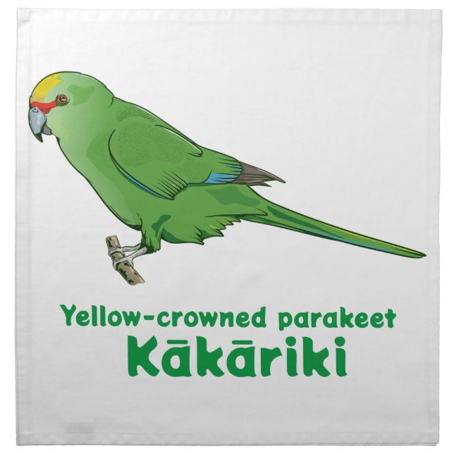 Yellow Crowned Kakariki Cloth Napkin (Front)