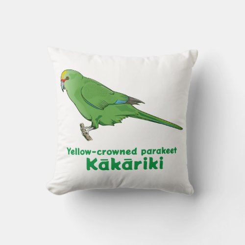 Yellow Crowned Kakariki Throw Pillow