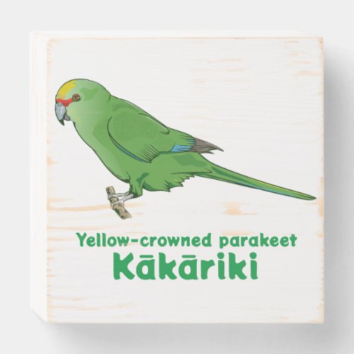 Yellow Crowned Kakariki Wooden Box Sign