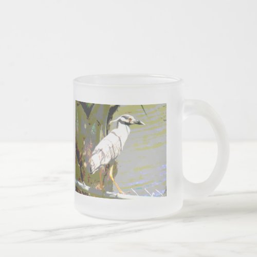 Yellow_crowned Night Heron Frosted Glass Coffee Mug
