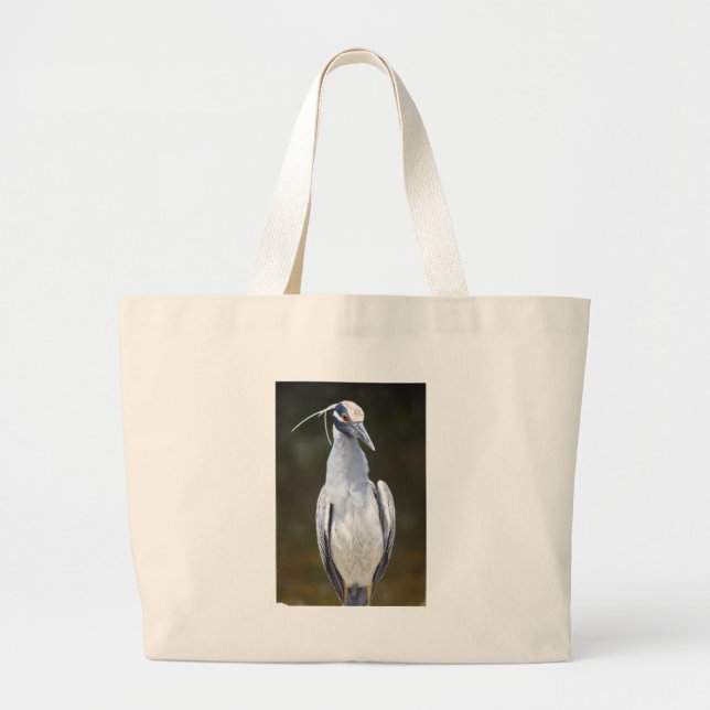 Yellow Crowned Night Heron Large Tote Bag (Front)