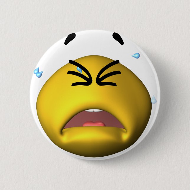 Yellow Crying Pinback Button (Front)