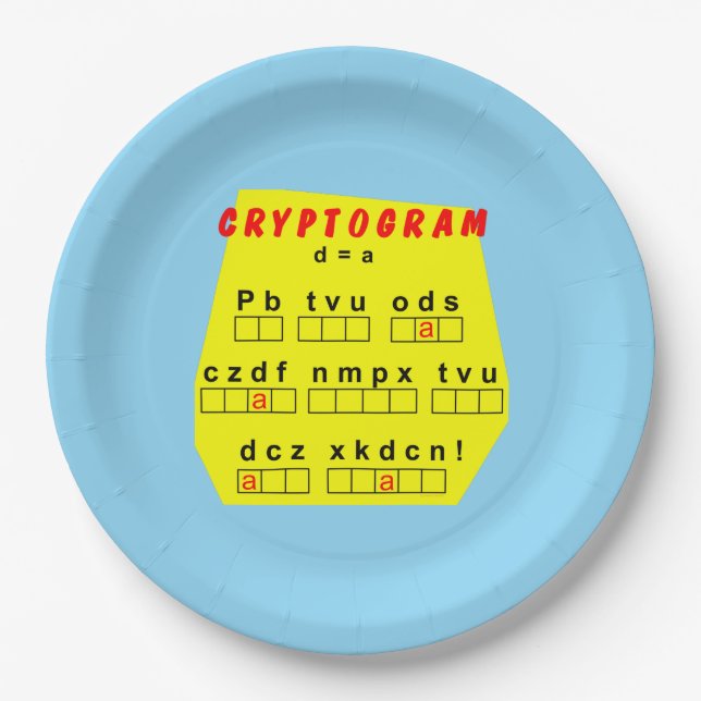 Yellow Cryptogram Paper Plates (Front)